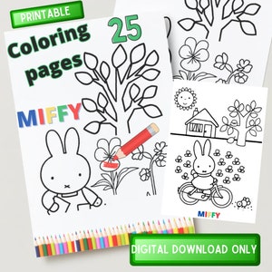 MIFFY Coloring Pages Printable - Fun Bunny Game Activity Coloring Book Instant Download
