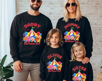 Custom Plim Plim Birthday Family Sweatshirt Personalized Name Age Matching Party Gift Kids Celebration