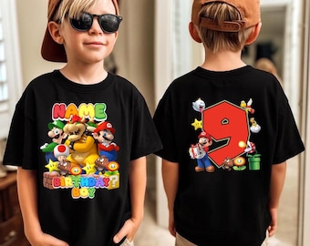 Custom Super Mario Birthday Boy Family Shirt Matching Birthday Party Tee