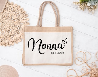 Custom Nonna Jute Bag Est. 2025, Personalized Grandma Gift, New Nonna Tote