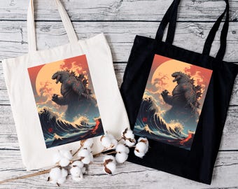 Bolso tote retro de Godzilla, estilo japonés, Rey de los Monstruos, para adultos y jóvenes.