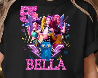 Camiseta de cumpleaños K-pop personalizada, nombre y edad personalizados, camiseta infantil de Anime Demon Hunter.