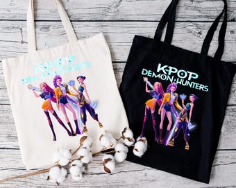 Bolso de lona Kpop Demon Hunter: Regalo de compras estilo streetwear
