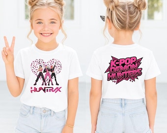 K-Pop Demon Girl T-Shirt, Huntrix Anime Style Kids Tee.