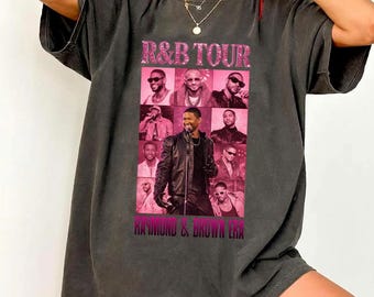 Camiseta de la gira de Chris Brown 2026, colores cómodos, estilo vintage, para conciertos de R&B.