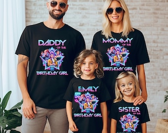 Camiseta personalizada de cumpleaños de Cazadores de Demonios, camiseta familiar a juego para niños y mamá, conjunto para fiesta de Huntrix