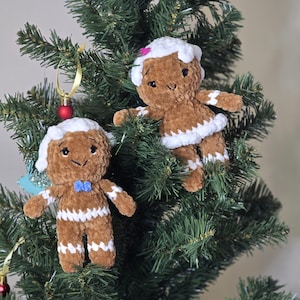Handmade Crochet Gingerbread Man and Gingerbread Lady I Soft and squishy I Christmas Home Decoration I Crochet Amigurumi Gingerbread Man