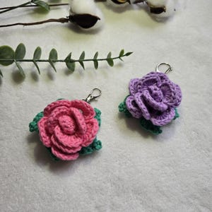 Handmade Crochet Rose Keychain | Keyring Accessory I Bright Gift I 100% Cotton