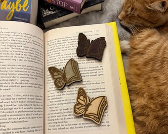 Book Butterfly Wooden Magnet