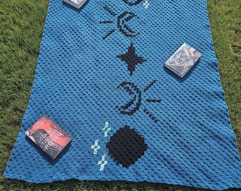 Feyre's Moon Phases Crochet Pattern: ACOTAR Bookish Lapghan (C2C PDF Pattern)