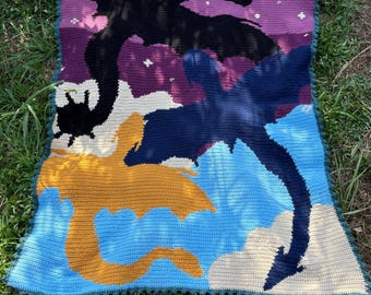 3 Dragons Crochet Graphghan Pattern: Bookish Tapestry Lapghan (PDF Pattern)