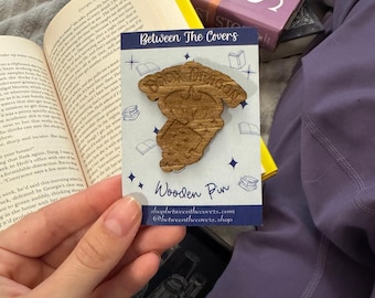 Book Dragon Wooden Pin