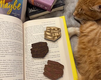 Book Stack Wooden Magnet