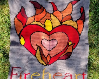 Fireheart Crochet Graphghan Pattern: Bookish Tapestry Blanket (PDF Pattern)