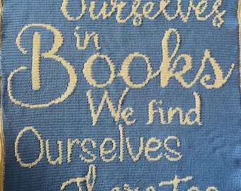 Lose Ourselves in Books Tapestry Crochet Blanket | Lapghan | Reading Blanket | Library Decor | Reader Gift |