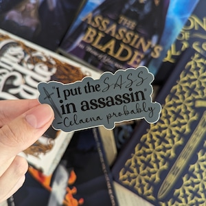 Sass in Assassin Waterproof Sticker | Officially Licensed | Throne of Glass | SJM | Celaena Sardothein | Bookish Gift |