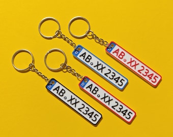 Personalized License Plate Keychain | Mini Custom Plate | 3D Printed Gift | Custom Name Keyring for Car Lovers