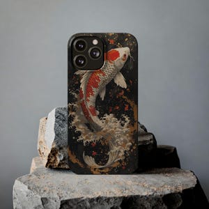 Elegant Koi Fish iPhone Case \ Japanese Art Inspired Protective Cover \ Soft Matte Finish, Shockproof Case, Aesthetic Zen Design