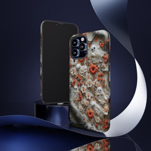 Cute Ghost Floral iPhone Pro Max Case, Halloween Samsung Galaxy Cover, Google Pixel 8 Flowers, Girl Gift