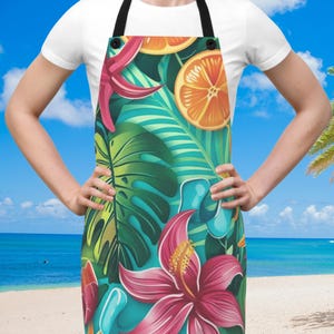 Tropical Kitchen Apron Gift Tropical Gift for Hostess Gift Garden Apron Custom Tropical Decor Hawaii Decoration Apron Gardening Gift for Mom