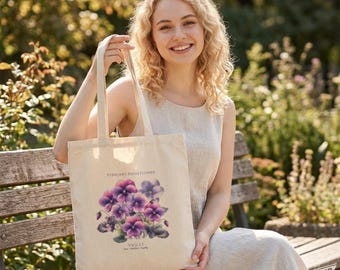 Birth Flower Gift ToteBag Flower Birth Month Flower Canvas Tote Bag Flower Tote Bag Bridesmaid Tote Bag Custom Birthday Gift Tote Canvas Bag