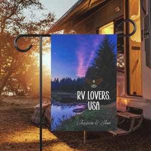 Bandera de camping personalizada para amantes de los campings, decoración para autocaravanas, pancarta para campistas, letrero de camping, bandera personalizada, bandera americana, letrero para autocaravana, pancarta, bandera personalizada