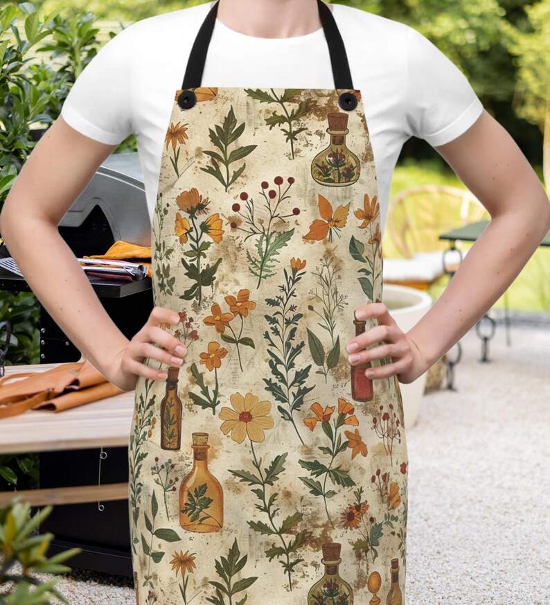 Personalized Apothecary Apron Moody Botanical Kitchen Apron