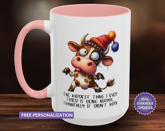 Funny Cow Mug Unique Coffee Mug Sarcastic Mug Large Ceramic Mug Funny Gift Mug for Her Mug Funny Coffee Mug Gift for Mom Coffee Cup Gift Her