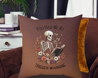 Smut Reader Gift Pillow Decor Book Lover Gift Trigger Warning Reading Pillow Dark Romance Reader Gift Romantasy Smut Lover Gift Book Worm