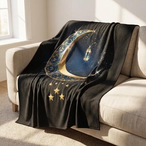 Celestial Crescent Moon Blanket - Cozy Sherpa Throw
