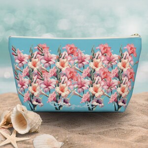 Gladiolus August Gift Birthday Accessory Bag Travel Pouch Floral Cosmetic Bag Gift Birthday Women Makeup Bag Pouch Month Flower Pouch Bag
