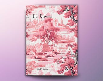Custom Toile Journal Vintage Decor Journal Pink Toile De Jouy Journal Planner Country Cottage Lined Journal Diary Notebook Personalized Gift