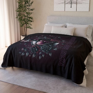 Witchy Blanket Dark Academia Aesthetic Blanket Wednesday Addams Gothic Rose Blanket Gothic Blanket Black Decor Blanket Goth Decor Witch
