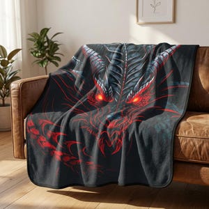 Red Dragon Throw Blanket - Man Cave Game Room Decor