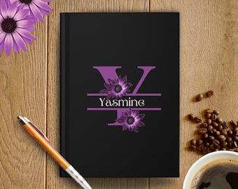 Purple Personalized Monogram Journal Book Floral Notebook Gift for Her Notebook Custom Journal Planner Notebook Journal for Women Notebook