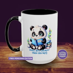 Taza de café personalizada, linda taza de panda, taza de cerámica personalizada, taza de café, regalo para amantes de los libros, regalos para lectores ávidos, regalos para niños, tazas de cacao