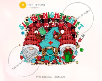 Christmas Nurse Gnomes PNG: Funny Sublimation Design (Digital Download)