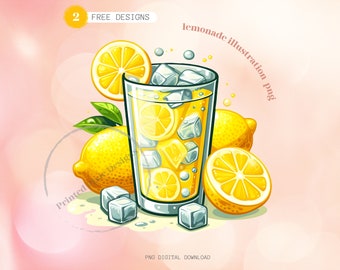 Watercolor Lemonade PNG: Transparent Clipart Design (Digital Download)