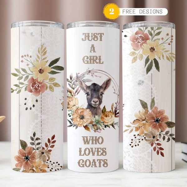 Baby Goat Tumbler 20 oz Skinny Tumbler Sublimation Design Digital Download ONLY, Watercolor Goat tumbler wrap