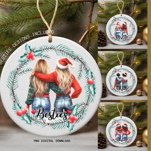 Besties Christmas Ornament PNG: Sublimation Design (Digital Download)