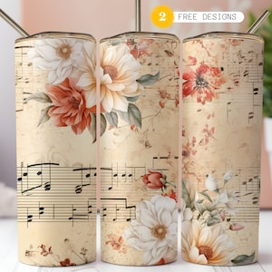 Music tumbler wrap 20 oz skinny tumbler, Sublimation Digital Download ONLY, Music Lover Tumbler Wrap
