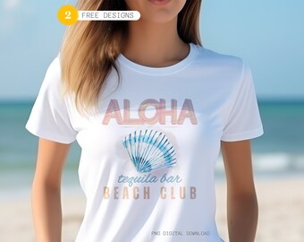 Küsten Cowgirl Aloha Beach Club PNG: Sublimationsdesign (Digitaler Download)