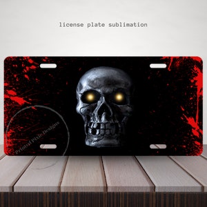 Halloween Skull License Plate Sublimation Design (Digital Download)