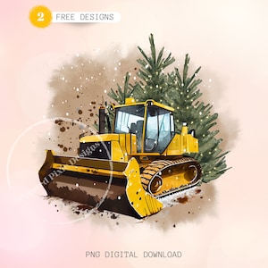 Bau Png, Bulldozer Sublimation NUR digitaler Download, Bau Design Png, Baufahrzeug Png, Weihnachtsbau Png