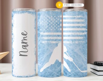Custom Name Hockey Tumbler Wrap: 20oz Skinny Tumbler Sublimation Design (Digital Download)