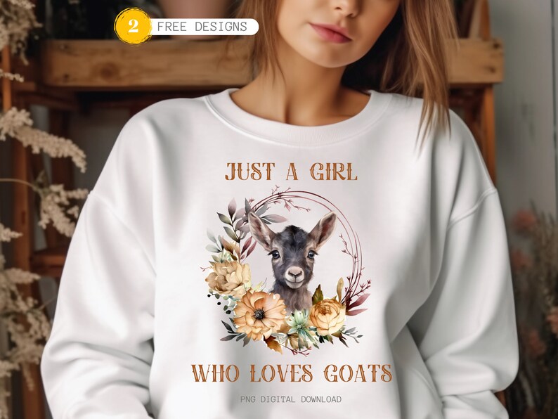 Goat PNG: Floral Watercolor Clipart for Sublimation (digital Download ...