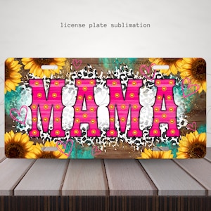Mama License Plate Png, Sunflower Plate Png, Mother&#39;s Day License Plate, Western License Plate Sublimation, License Plate Design