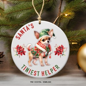 Christmas Chihuahua Ornament PNG: Sublimation Design (Digital Download)