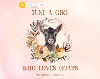Goat PNG: Floral Watercolor Clipart for Sublimation (Digital Download)