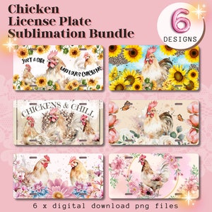 Chicken License Plate Sublimation Designs: PNG Bundle (Digital Download)